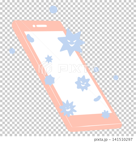 Illustration of a smartphone covered in germs 141510297
