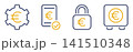Vector financial line icons, money bank schemes in grid 141510348