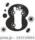 fungus treatment icon, symbol of bacteria and footprints, flat vector illustration on a white background 141510664