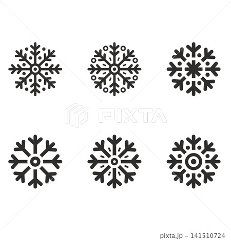 set of snowflake icons, winter symbol, flat vector illustration on white background set of snowflake icons, winter symbol, flat vector illustration on white background 141510724