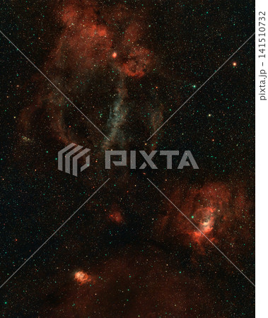 Bright stars illuminate glowing clouds of gas and dust in the deep, silent expanse of space. Bright stars illuminate glowing clouds of gas and dust in the deep, silent expanse of space. 141510732