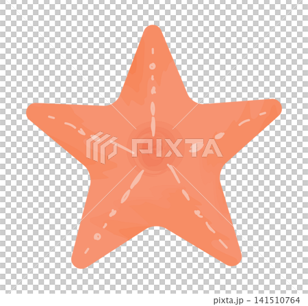 水彩画のような柔らかな質感で描かれた手書き風のヒトデのイラスト 141510764