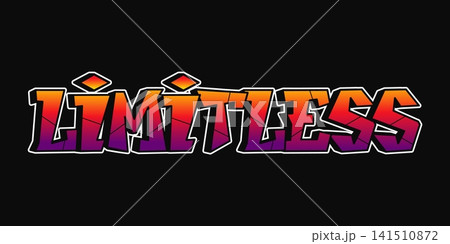 Graffiti style word 'Limitless' in vibrant gradient colors Graffiti style word 'Limitless' in vibrant gradient colors 141510872