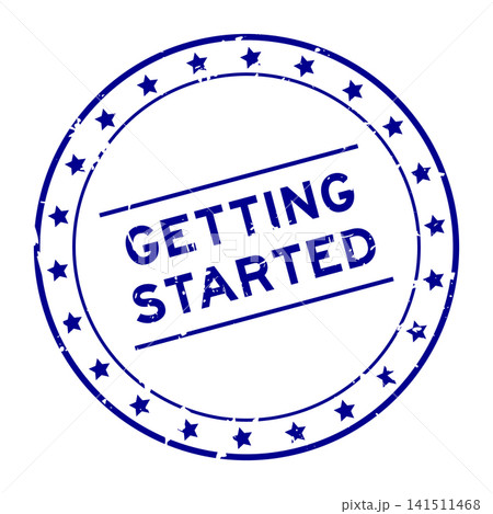 Grunge blue getting started word round rubber seal stamp on white background Grunge blue getting started word round rubber seal stamp on white background 141511468