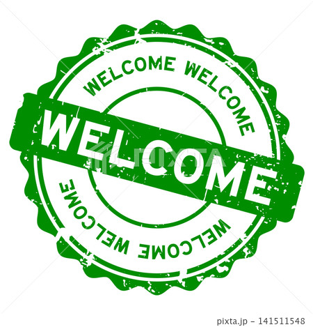 Grunge green welcome word round seal stamp on white background Grunge green welcome word round seal stamp on white background 141511548