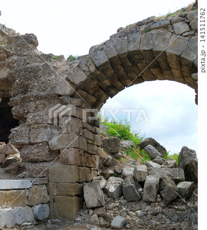 Ancient Stone Arch Ruins in Side Turkey Historical Roman Architecture Stone Gate Remnants 141511762