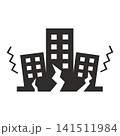 earthquake icon, vector house earthquake in black color, earthquake icon on white background, earthquake damaged to house, flat vector illustration on white background 141511984