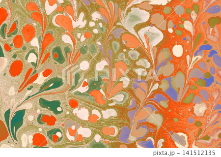 Turkish Ebru Marbling Art with Vivid Abstract Color Patterns Turkish Ebru Marbling Art with Vivid Abstract Color Patterns 141512135