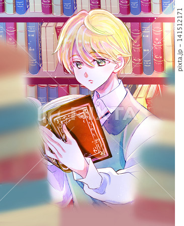 読書をする貴族風の少年 金髪碧眼 逆光 本棚 読書をする貴族風の少年 金髪碧眼 逆光 本棚 141512171