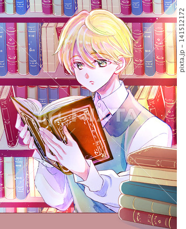 読書をする貴族風の少年 金髪碧眼 逆光 本棚 読書をする貴族風の少年 金髪碧眼 逆光 本棚 141512172