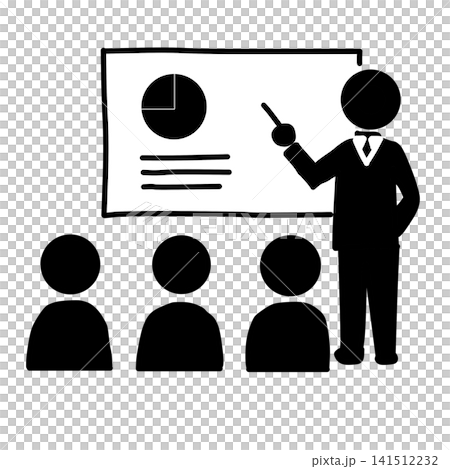 A businessman giving a presentation while pointing to graphs, and the audience. A businessman giving a presentation while pointing to graphs, and the audience. 141512232