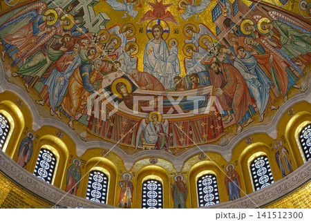 Interior of the Church of St. Sava, featuring one of the largest gold mosaic compositions in the world, in Belgrade, Serbia Interior of the Church of St. Sava, featuring one of the largest gold mosaic compositions in the world, in Belgrade, Serbia 141512300