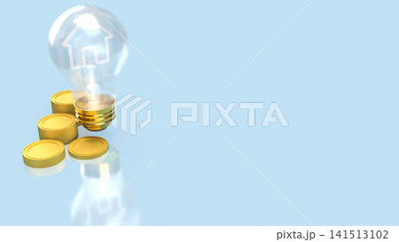 Illuminated Home Investment Concept with Golden Coins 3d render. Illuminated Home Investment Concept with Golden Coins 3d render. 141513102