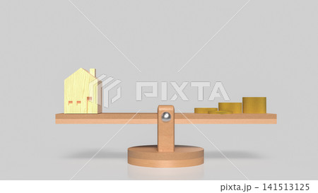 Home Value and Mortgage Affordability Balance Concept 3d render. Home Value and Mortgage Affordability Balance Concept 3d render. 141513125