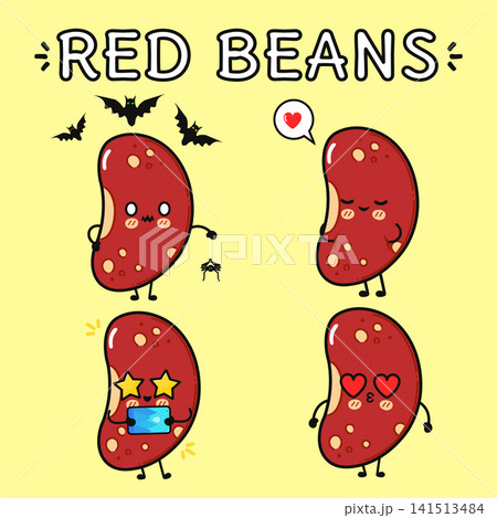 Cute red bean characters expressing different emotions and activities Cute red bean characters expressing different emotions and activities 141513484