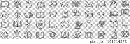 ベクターでモノクロの知識に関する線画アイコンセット 141514378