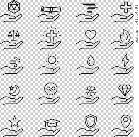 Vector monochrome line icon set related to games Vector monochrome line icon set related to games 141514391
