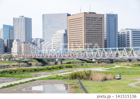 【京急本線】多摩川を渡る12連の横浜方面の特急列車 【京急本線】多摩川を渡る12連の横浜方面の特急列車 141515136