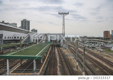 April 27 2026 Morioka city skyline with station complex and railway network 141515317