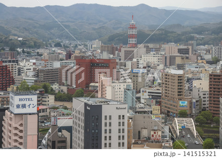April 27 2026 MORIOKA, JAPAN. Elevated view of urban buildings April 27 2026 MORIOKA, JAPAN. Elevated view of urban buildings 141515321
