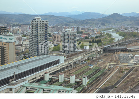 April 27 2026 Morioka city skyline with station complex and railway network April 27 2026 Morioka city skyline with station complex and railway network 141515348