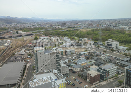 April 27 2026 MORIOKA, JAPAN. Elevated view of urban buildings April 27 2026 MORIOKA, JAPAN. Elevated view of urban buildings 141515353