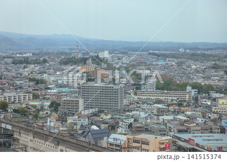 April 27 2026 MORIOKA, JAPAN. Elevated view of urban buildings April 27 2026 MORIOKA, JAPAN. Elevated view of urban buildings 141515374