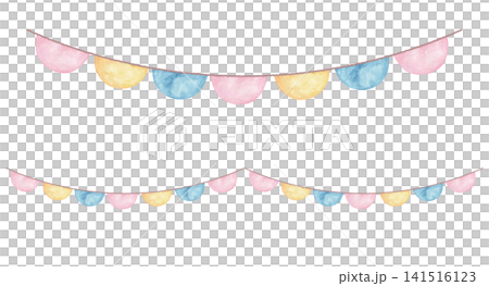 Watercolor-style garland illustration set 141516123