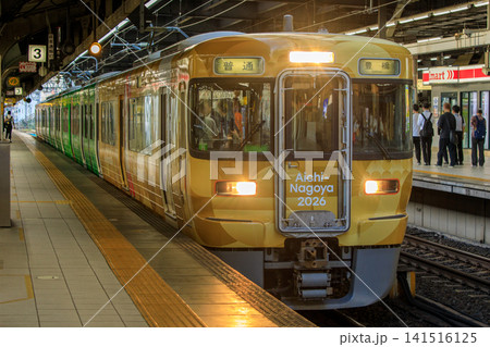 名古屋駅ホームに停車中の313系アジア競技大会ラッピングトレイン 名古屋駅ホームに停車中の313系アジア競技大会ラッピングトレイン 141516125