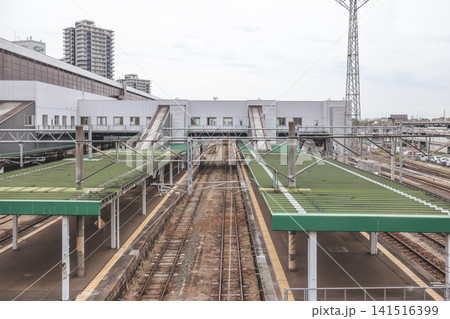 April 27 2026 Morioka railway station tracks with commuter train and infrastructure April 27 2026 Morioka railway station tracks with commuter train and infrastructure 141516399