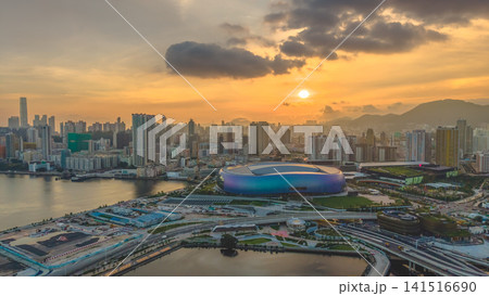 Hong Kong July 12 2026 KAI TAK. Sports park sunset. Hong Kong July 12 2026 KAI TAK. Sports park sunset. 141516690