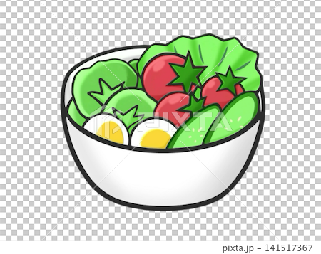 一份主要由蔬菜製成的健康沙拉的插圖 141517367