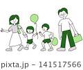 楽しくお出かけする家族 141517566