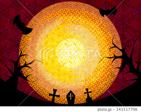 和風文様のハロウィン背景 141517706
