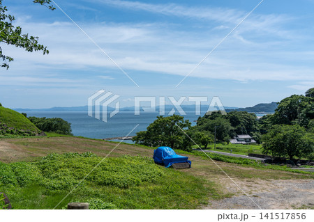 世界遺産 原城跡の丘より望む美しい有明海と天草の風景 長崎 世界遺産 原城跡の丘より望む美しい有明海と天草の風景 長崎 141517856