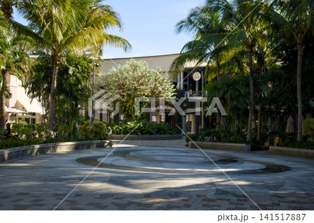 Circular Courtyard Plaza Surrounded By Palm Trees Circular Courtyard Plaza Surrounded By Palm Trees 141517887