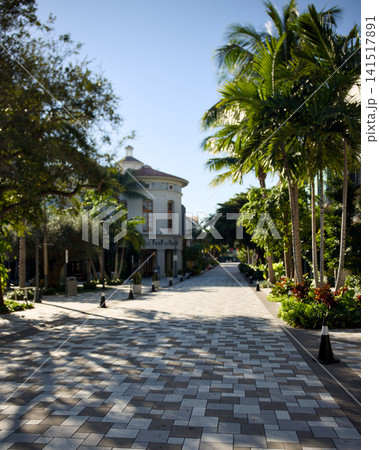 Paved Walkway Leading Toward Rotunda Style Building Paved Walkway Leading Toward Rotunda Style Building 141517891