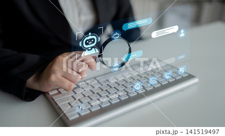 Modern AI chatbot service dashboard with automated AI support. Corpus 141519497