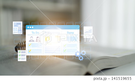 Digital Kanban Board Displaying Project Management Workflow with Task Labels and Charts for Enhanced Productivity and Organization. Entropy 141519655