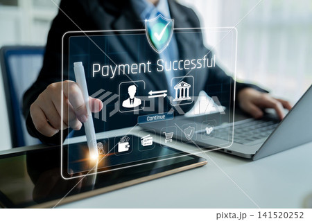 This image illustrates a successful online payment process featuring security elements and user-friendly interface, ideal for financial technology and banking solutions. Sigmoid This image illustrates a successful online payment process featuring security elements and user-friendly interface, ideal for financial technology and banking solutions. Sigmoid 141520252