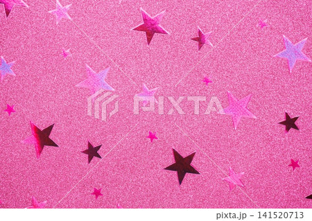 星柄のメタリックな色紙をクローズアップした背景素材 141520713