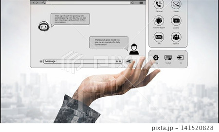 A hand reaches out in a modern setting, symbolizing the essence of digital communication and customer support through chat interfaces and service icons. Sigmoid A hand reaches out in a modern setting, symbolizing the essence of digital communication and customer support through chat interfaces and service icons. Sigmoid 141520828