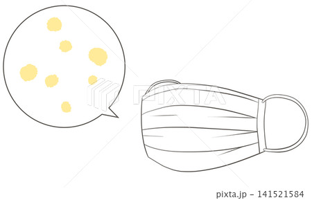 プリーツ不織布マスクと花粉のイメージイラスト プリーツ不織布マスクと花粉のイメージイラスト 141521584