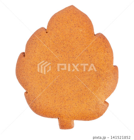 Autumn Leaf Gingerbread Cookie Isolated on White Background Autumn Leaf Gingerbread Cookie Isolated on White Background 141521852