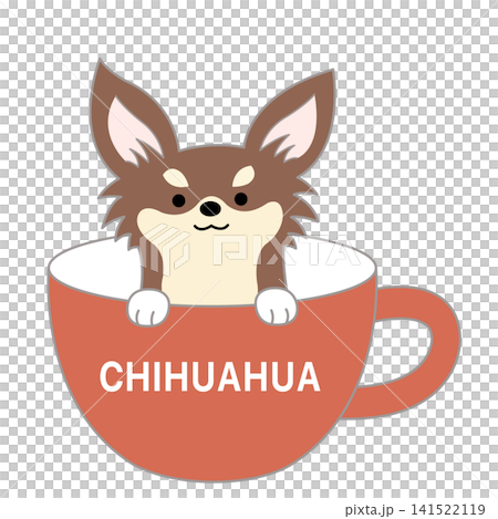 ティーカップに入ったかわいいロングコートチワワ ティーカップに入ったかわいいロングコートチワワ 141522119