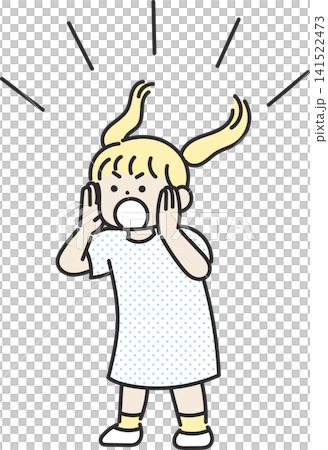 An illustration of a young elementary school girl shouting loudly. An illustration of a young elementary school girl shouting loudly. 141522473