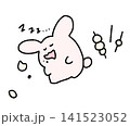 お月見のお団子を食べすぎて寝てしまったうさぎのイラスト 141523052