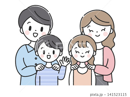 笑顔の4人家族 141523115