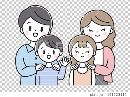 笑顔の4人家族 141523115