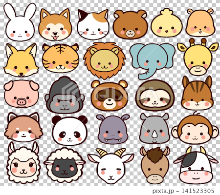 可愛的動物臉插圖集 141523305